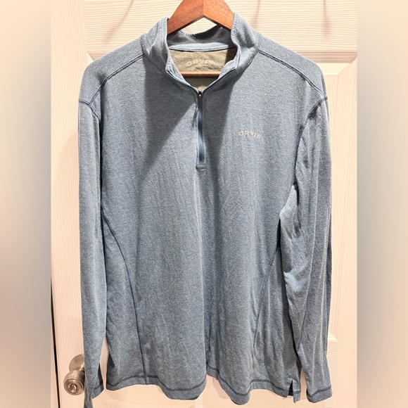 Orvis Quarter‑Zip Pullover Men’s XL– Heather Blue Performance Long Sleeve - Picture 3 of 9